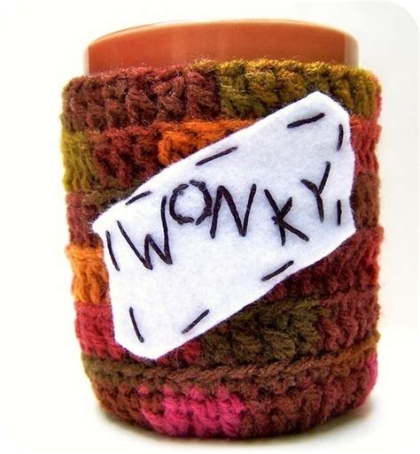 Funny Coffee Mug Cozy Tea Cup Wonky Brown Gold By Knotworkshop 1300