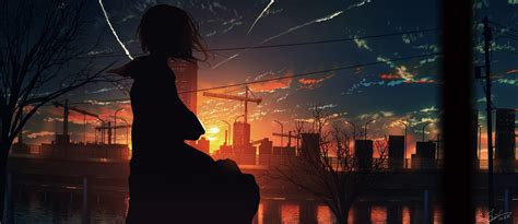 1400x600 Resolution 4k Lost In Sunset Hd Anime Girl 1400x600 Resolution