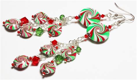 Handmade Beaded Jewelry Earrings Christmas Peppermint Candy