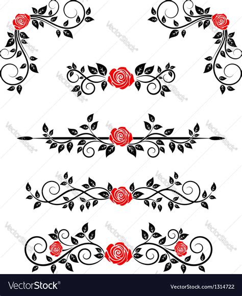 Download Roses with floral embellishments Royalty Free Vector Image