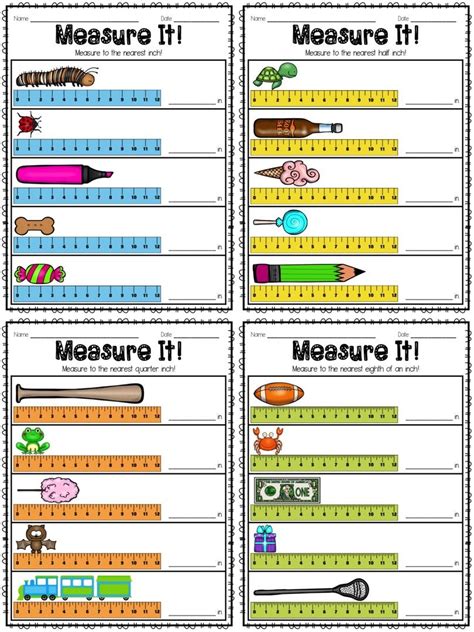 3rd Grade Measuring Inches Worksheets