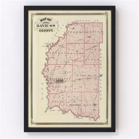 Vintage Map Of Daviess County Indiana 1876 By Teds Vintage Art