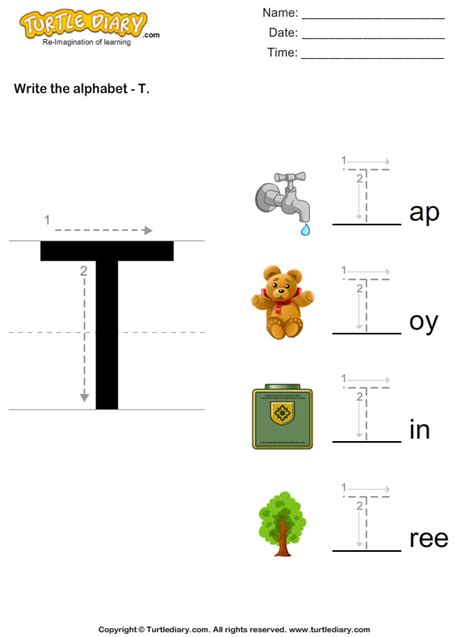 Download And Print Turtle Diarys Write Alphabet T In Uppercase