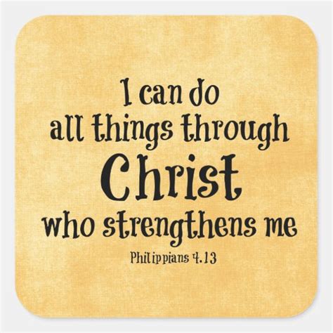 Bible Verse I Can Do All Things Through Christ Square Sticker