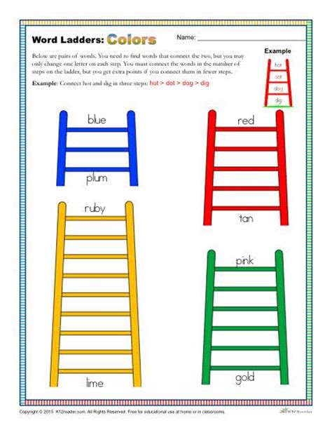 A word ladder is a sequence of words that each differ from the previous word by replacing some letter in that word with some enter two words below and click the find button to find word ladders between the two indicated words. Colors Word Ladders Worksheet for 2nd, 3rd and 4th Grade