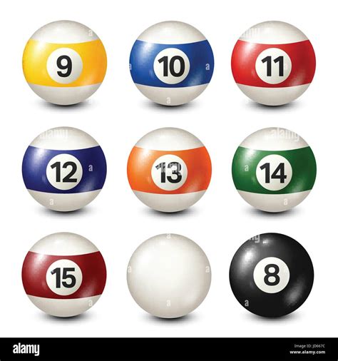 Billiardpool Balls Collection Snooker White Background Vector