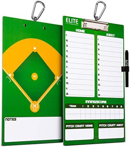 Elite Clipboards Dry Erase Baseball Coaches Clipboard Double Sided