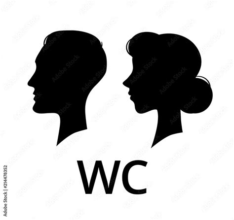 Wc Toilet Sign Male And Female Face Profile Washroom Ladies And Gents