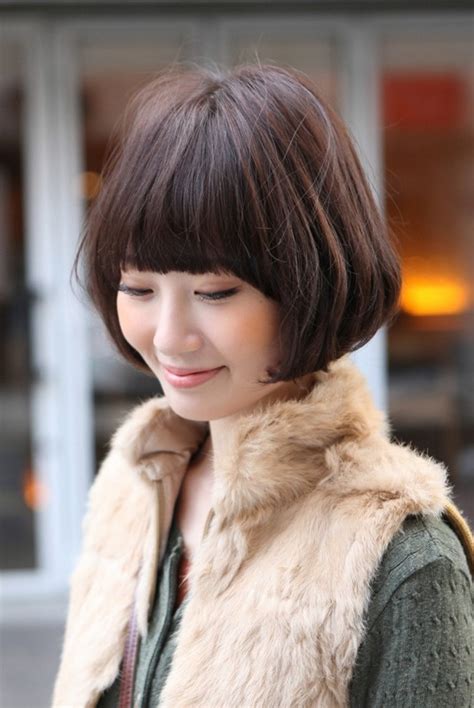 Cute Asian Bob Hairstyle With Blunt Bangs Hairstyles Weekly