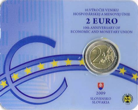 Slovakia 2 Euro Coin 10 Years Of Euro Wwu Hmu 2009 Coincard