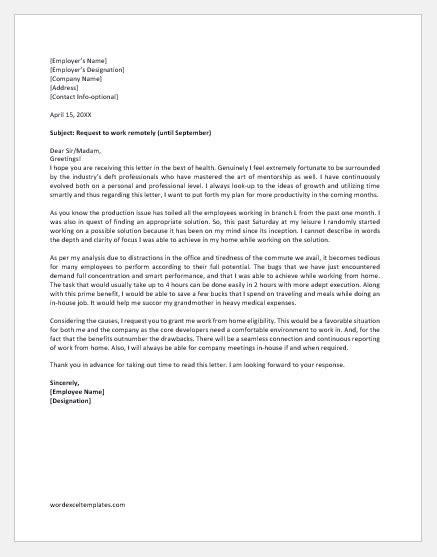 If the employee asking for the. Work From Home Letter For Your Needs | Letter Template ...