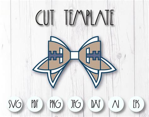 Bow Template Svg Football Bow Svg Faux Leather Bow Template Etsy