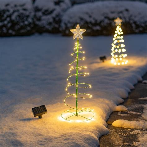 Solar Metal Led Christmas Tree Decoration String Lights Etsy Ireland