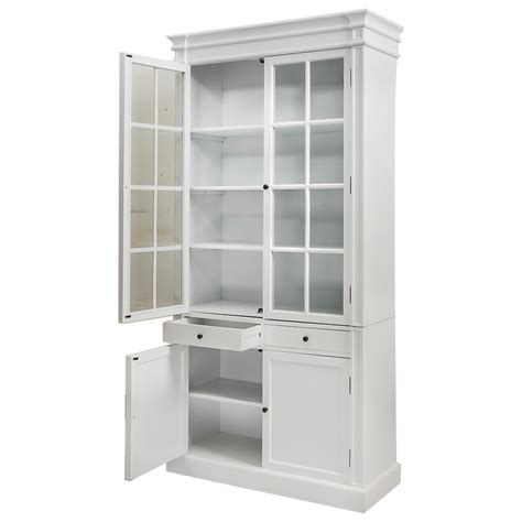 French Provincial Hamptons 2 Glass Door Display Cabinet Bookcase In