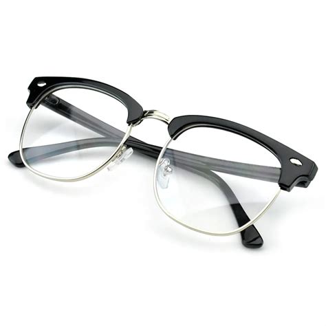 pensee vintage inspired classic half frame horn rimmed clear lens glasses eyeglasses frames in