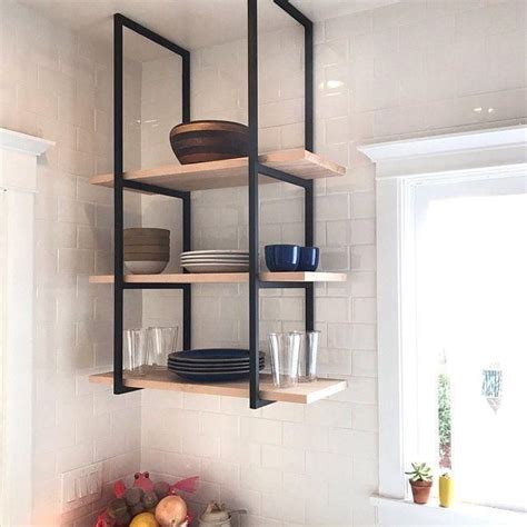 The decorative ceiling plate comes next. Ceiling-Mounted Iron Strap Brackets- Floating Shelf ...