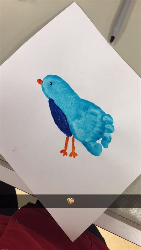 Blue Bird Foot Print Footprint Art Kids Baby Hand And Foot Prints