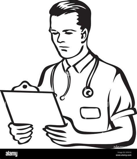 A Doctor Holding A Clipboard Stock Vector Image And Art Alamy