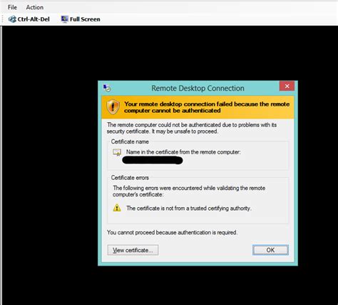 Upon clicking connect, the remote desktop connection client freezes and then the error pops up after a few seconds. How to fix: SCVMM 2012 The remote computer could not ...