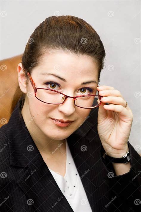 The Secretary With Glasses Stock Image Image Of Brunette 22933465