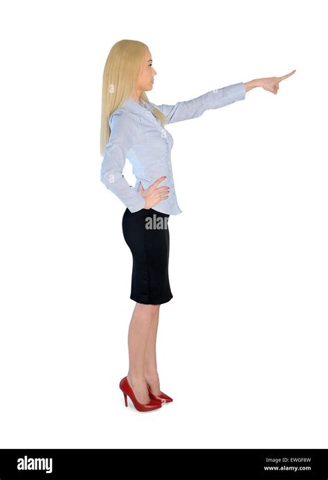 Isolated Business Woman Pointing Side Stock Photo Alamy