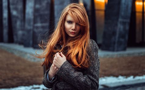 Wallpaper Women Outdoors Redhead Model Depth Of Field