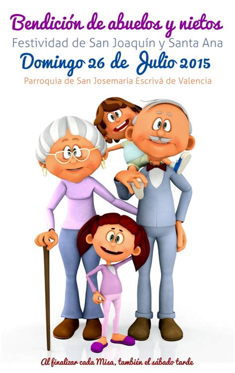 El 26 de julio es el día de los abuelos.la fecha tiene su origen en el calendario católico, ya que el 26 de julio recuerda a san joaquín y santa ana, padres de la virgen maría y abuelos de nuestro señor jesucristo.son importantes en la familia, pues crean un vínculo especial con los nietos, los consienten, son tiernos y les entregan su sabiduría. 26 de julio - Fiesta de los Abuelos