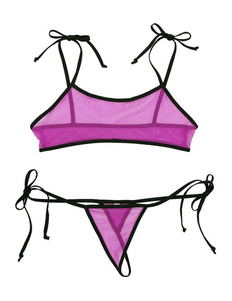 Buy Women S See Through Mesh Bikinis See Through Micro Bra Top With G