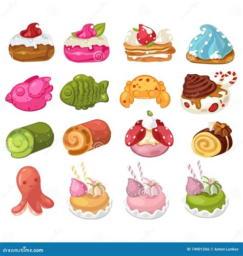 Desserts And Sweets Decorative Icons Vector Set Stock Vector