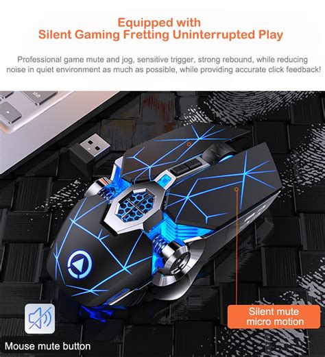 Gaming Mouse Rechargeable Wireless Led Backlit 24g Usb 1600dpi Optical