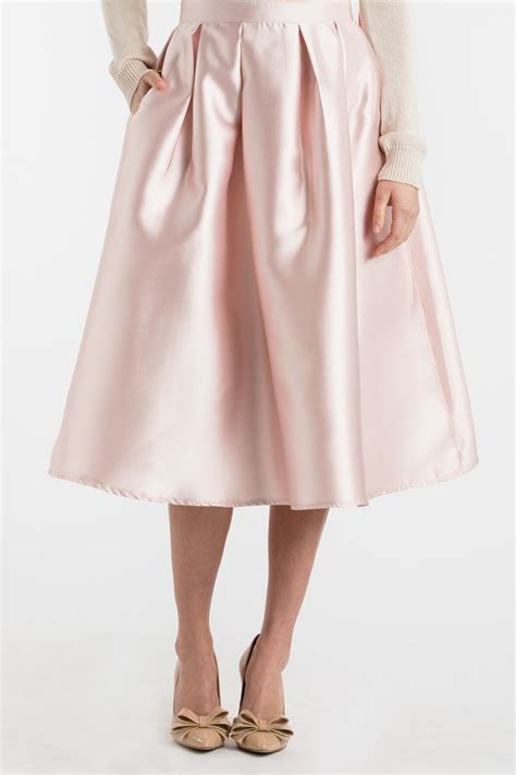 lucille pink shiny full midi skirt morning lavender full midi skirt cute skirts pink midi