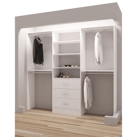 Tidysquares White Wood 93 Reach In Closet Organizer Closet System