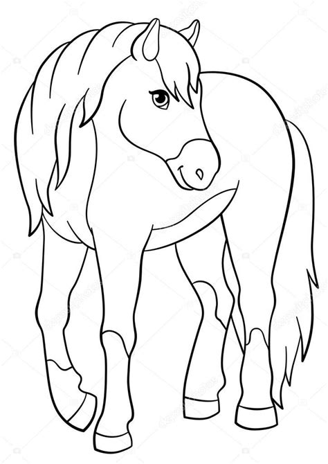 Descargar - Dibujos para colorear. Animales de granja. Lindo caballo