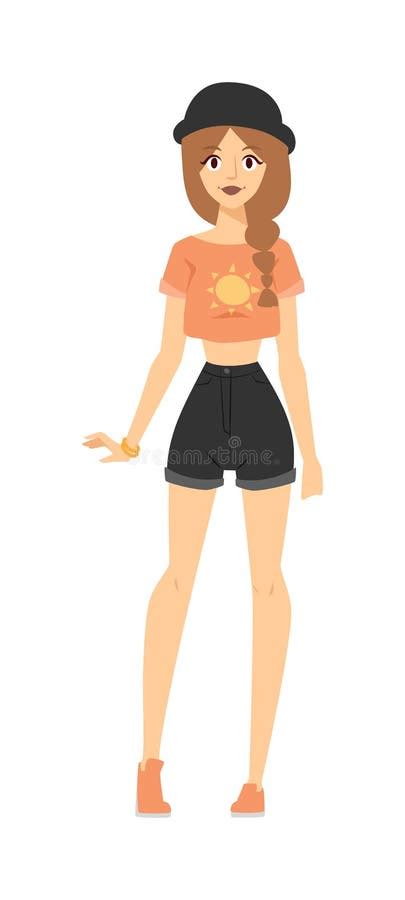 Stylish Girl In Shorts Stock Vector Illustration Of Front 25273322