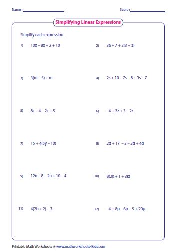 Extra questions for class 7 maths chapter 12 algebraic expressions. Simplifying Linear Expressions | Simplifying expressions ...