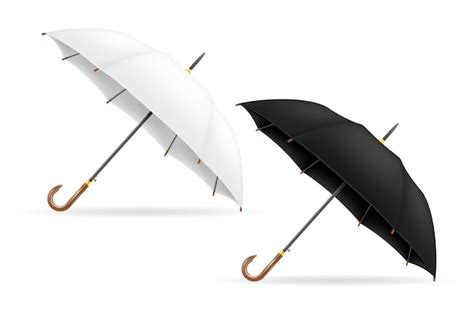 Premium Vector White And Black Classical Umbrella From Rain Isolated On