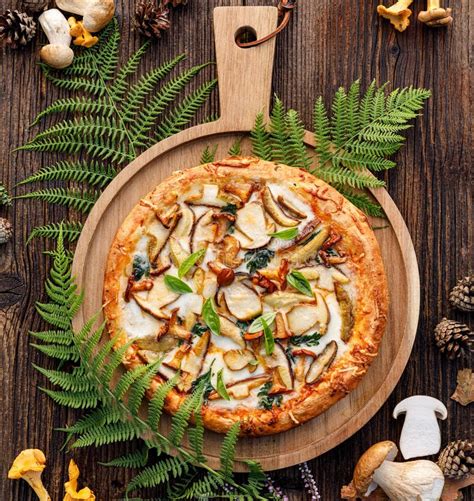 Mushroom Pizza Pizza With Addition Of Edible Forest Mushrooms Porcini