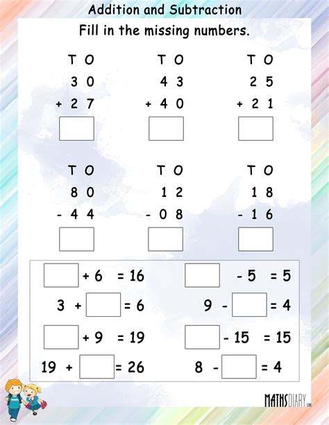 Addition Subtraction Math Worksheets Mathsdiary Com