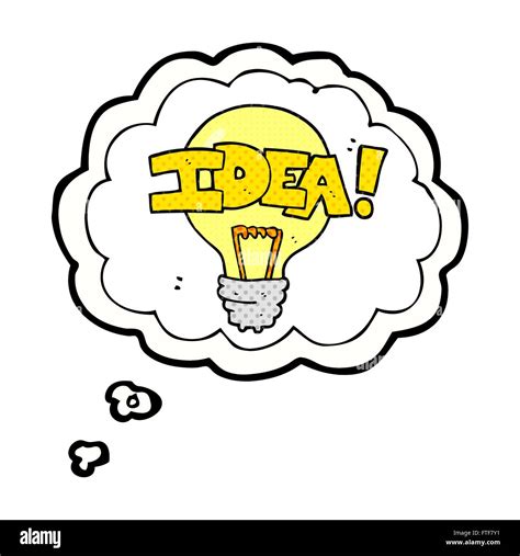 Freehand Drawn Thought Bubble Cartoon Idea Light Bulb Symbol Stock