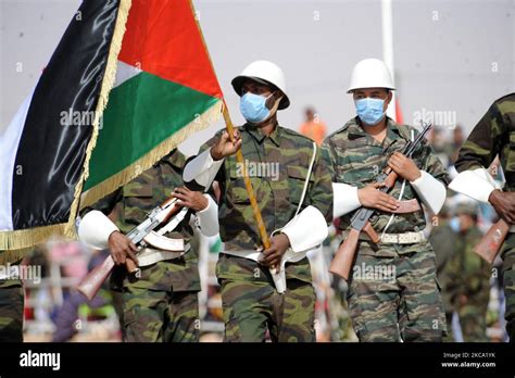 Sahrawi Troops Parade During The Celebrations Marking The 45th