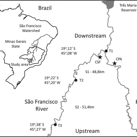 Map Of The São Francisco River Watershed Minas Gerais Brazil