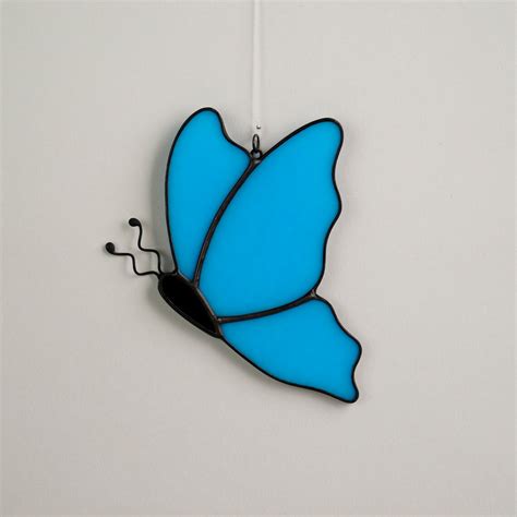Butterflies Stained Glass Butterflies Stain Glass Blue Etsy