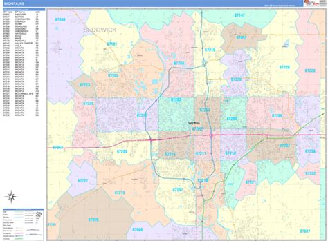 Wichita Kansas Zip Code Maps Color Cast
