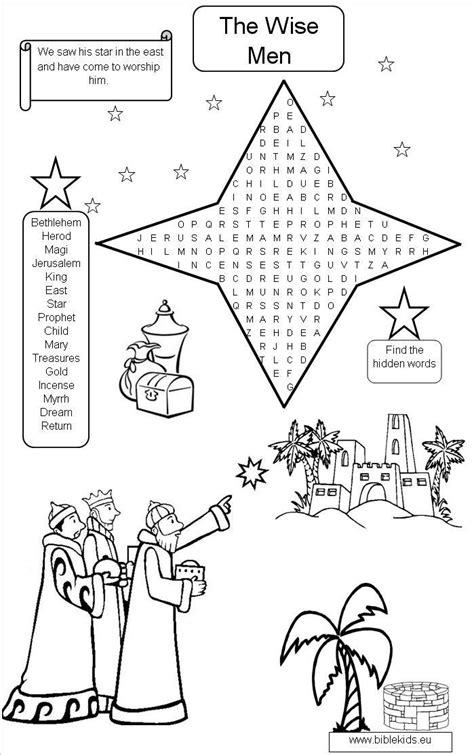 The Wise Men Word Seach Coloring Pages