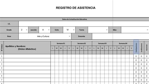 Modelo De Registro De Asistencia En Excel Y Word Listas De Asistencia