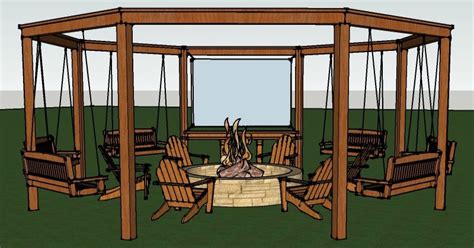This fire pit has a very low neck yet a wider pit than most. Tutorial: Build an amazing DIY pergola and fire pit with swings | The Hearty Soul