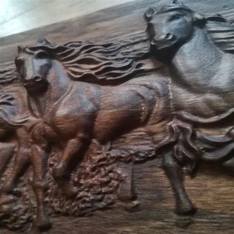 You would find them in some of the more expensive decorated rooms. Carved Wood Plaque Home Decor Wood Carving Herd of Horses ...