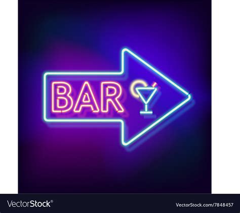 Vintage Neon Sign With An Indication Of The Bar Vector Image