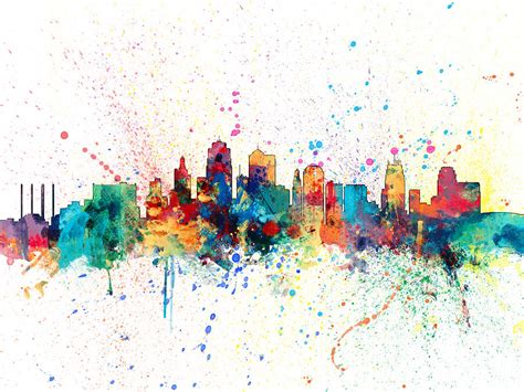 Kansas City Skyline Digital Art By Michael Tompsett