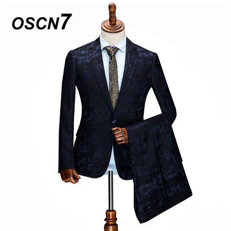 Oscn7 2019 Print Custom Made Suits Men Slim Fit Wedding Party Mens